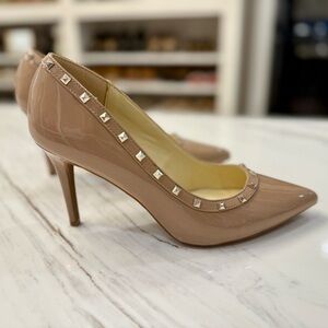 Jessica Simpson Nude Patent Heels with Studs